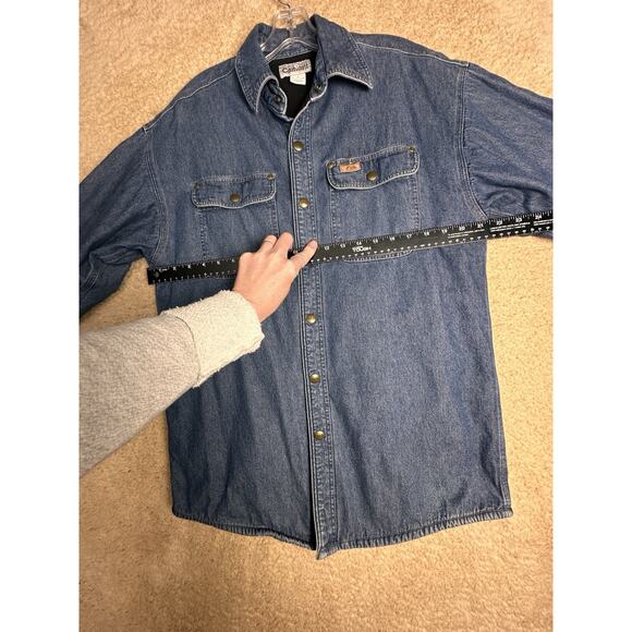 Vtg Carhartt Y2K Jacket Men Sz S Blue Denim Fleece Lined Shacket Work Unisex EC - Picture 14 of 16